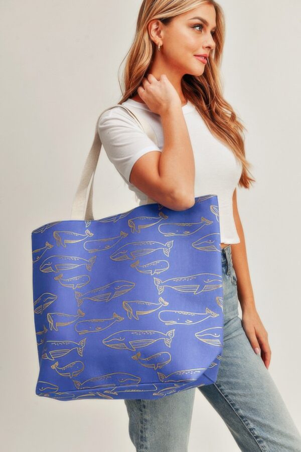 Gold Foil Whale Cotton-Blend Tote