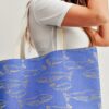 Gold Foil Whale Cotton-Blend Tote