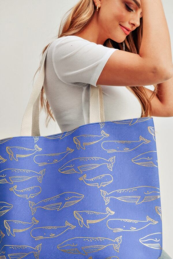 Gold Foil Whale Cotton-Blend Tote