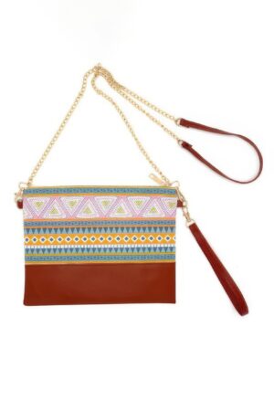Aztec Crossbody & Wristlet Bag – PU Leather Aztec Pattern