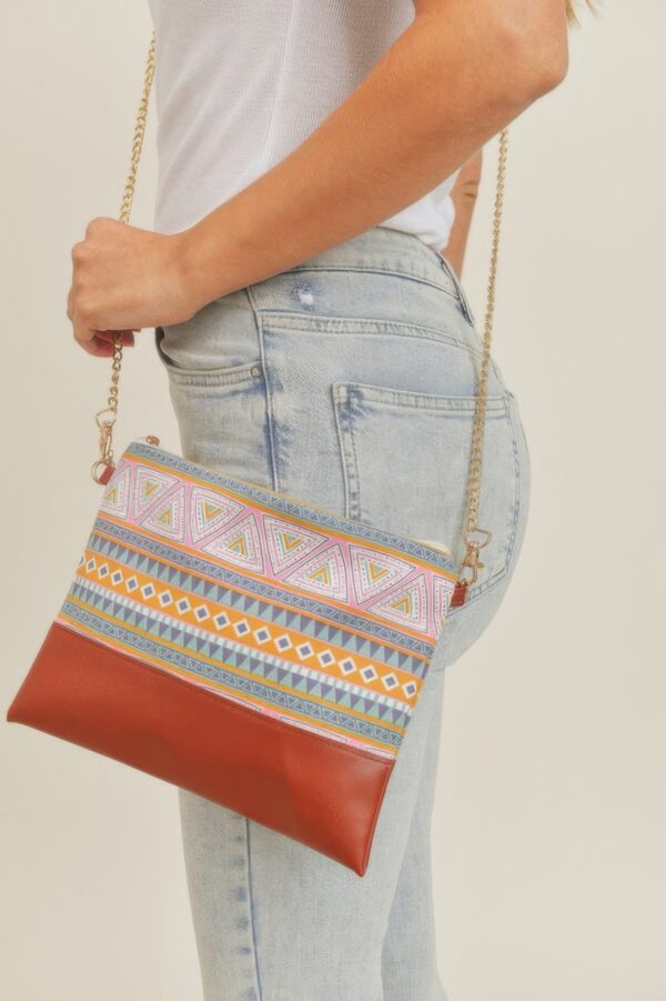 Aztec Crossbody & Wristlet Bag – PU Leather Aztec Pattern