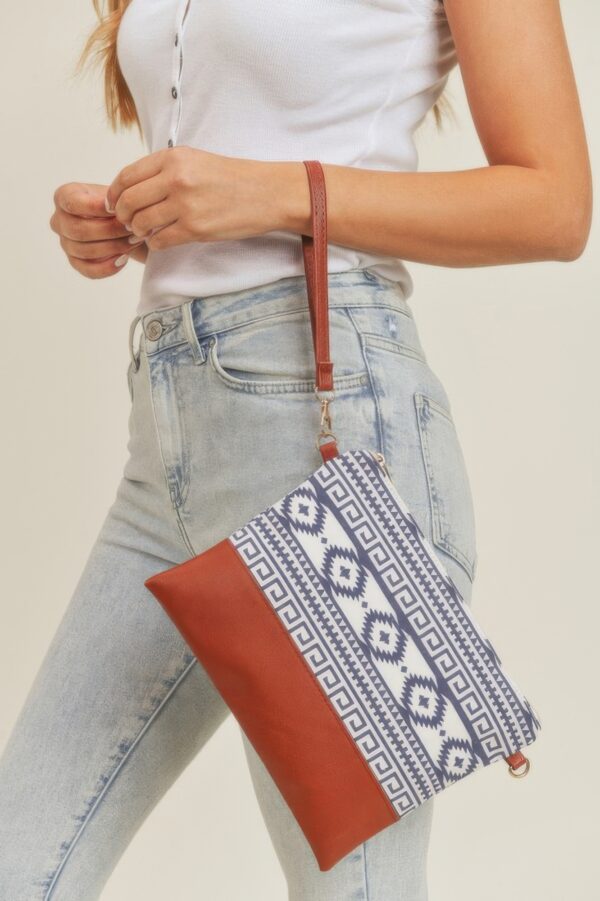 Aztec Print Crossbody & Wristlet Bag