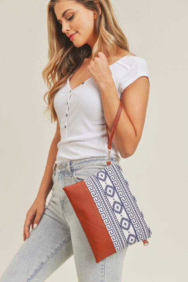 Aztec Print Crossbody & Wristlet Bag