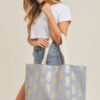 Gold Foil Pineapple Beach Bag – Cotton-Blend Tote