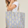 Gold Foil Pineapple Beach Bag – Cotton-Blend Tote