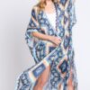 Aztec Print Open-Front Long Kimono