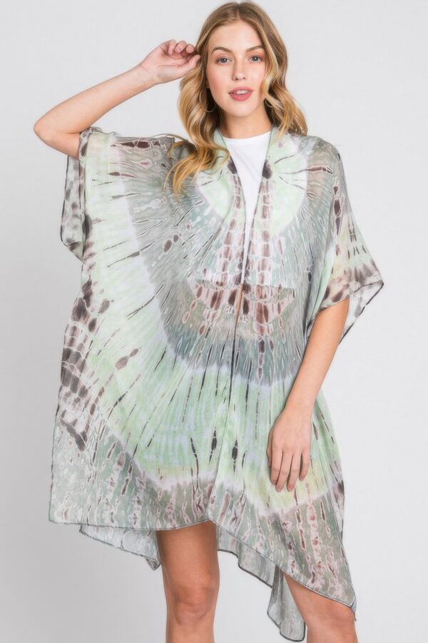Flowy Tie-Dye Kimono – Lightweight Polyester Cover-Up