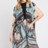 Geometric Boho Kimono – Open Front in Earthy Tones
