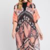 Geometric Boho Kimono – Open Front in Earthy Tones