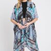 Geometric Boho Kimono – Open Front in Earthy Tones