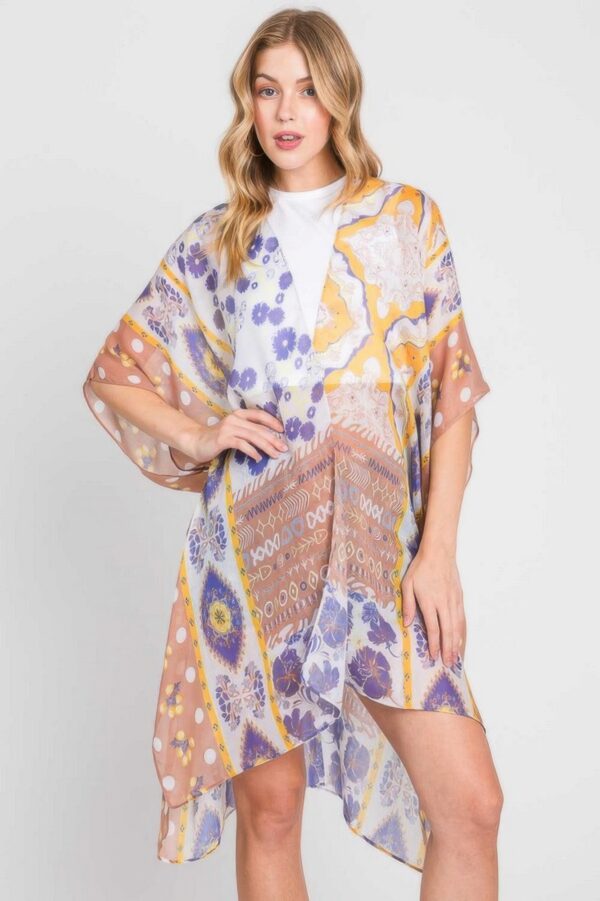 Boho Floral Kimono Cover-Up – Lightweight Open Front