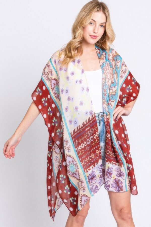 Boho Floral Kimono Cover-Up – Lightweight Open Front