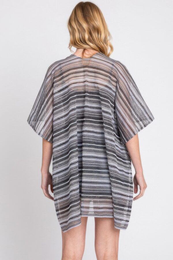 Multicolor Crochet Stripe Open-Front Beach Cover-Up
