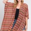 Multicolor Crochet Stripe Open-Front Beach Cover-Up