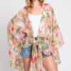 Tropical Flower and Leaf Shawl Cover-Up