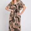 Tropical Leaves Self-Tie Drawstring Cover-Up