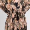 Tropical Leaves Self-Tie Drawstring Cover-Up