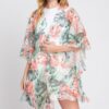 Ruffle-Lined Tropical Flamingo Open-Front Cover-Up