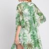 Tropical Leaves Ruffle Open-Front Cover-Up