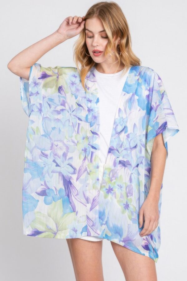 Floral Cover-Up – Short Open-Front Beach Kimono