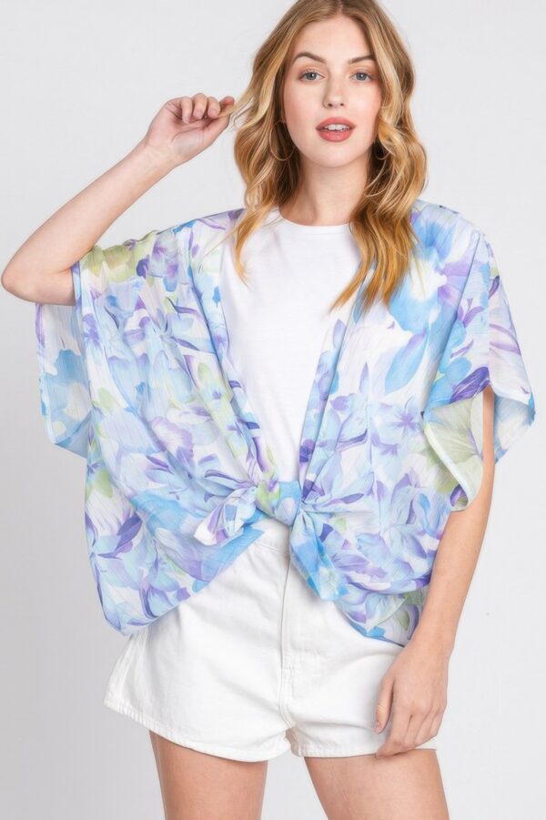 Floral Cover-Up – Short Open-Front Beach Kimono