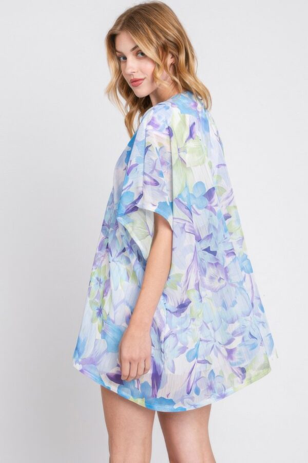 Floral Cover-Up – Short Open-Front Beach Kimono
