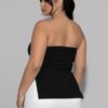 Plus Strapless Ribbed Flare Top with Side Slits