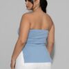 Plus Strapless Ribbed Flare Top with Side Slits