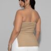 Plus Strapless Ribbed Flare Top with Side Slits