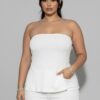 Plus Strapless Ribbed Flare Top with Side Slits