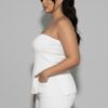 Plus Strapless Ribbed Flare Top with Side Slits