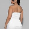 Plus Strapless Ribbed Flare Top with Side Slits