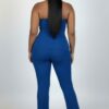 Plus Size Ribbed Slit Tube Top & High-Waist Flare Pants Set