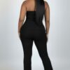 Plus Size Ribbed Slit Tube Top & High-Waist Flare Pants Set