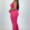 Plus Size Ribbed Slit Tube Top & High-Waist Flare Pants Set