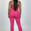 Plus Size Ribbed Slit Tube Top & High-Waist Flare Pants Set