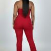Plus Size Ribbed Slit Tube Top & High-Waist Flare Pants Set