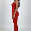Ribbed Side-Slit Tube Top & High-Waist Flare Pants Set