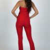 Ribbed Side-Slit Tube Top & High-Waist Flare Pants Set