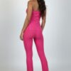 Ribbed Side-Slit Tube Top & High-Waist Flare Pants Set