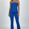 Ribbed Side-Slit Tube Top & High-Waist Flare Pants Set