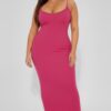 Plus Ribbed Cami Dress with Mermaid Hem Detail