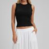 Sleeveless Mock Neck Top with Adjustable Side-Slit Tie