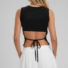 Sleeveless Mock Neck Top with Adjustable Side-Slit Tie