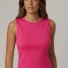 Sleeveless Mock Neck Top with Adjustable Side-Slit Tie