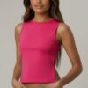 Sleeveless Mock Neck Top with Adjustable Side-Slit Tie