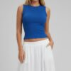 Sleeveless Mock Neck Top with Adjustable Side-Slit Tie