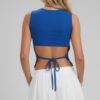 Sleeveless Mock Neck Top with Adjustable Side-Slit Tie