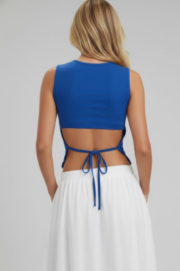Sleeveless Mock Neck Top with Adjustable Side-Slit Tie