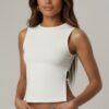 Sleeveless Mock Neck Top with Adjustable Side-Slit Tie